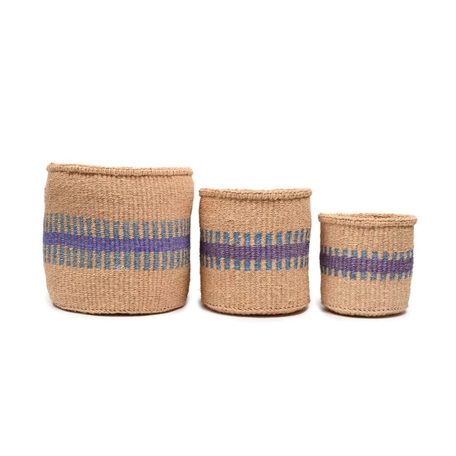 Huduma - Purple & Blue Stripe Woven Basket - Sprouts of Bristol