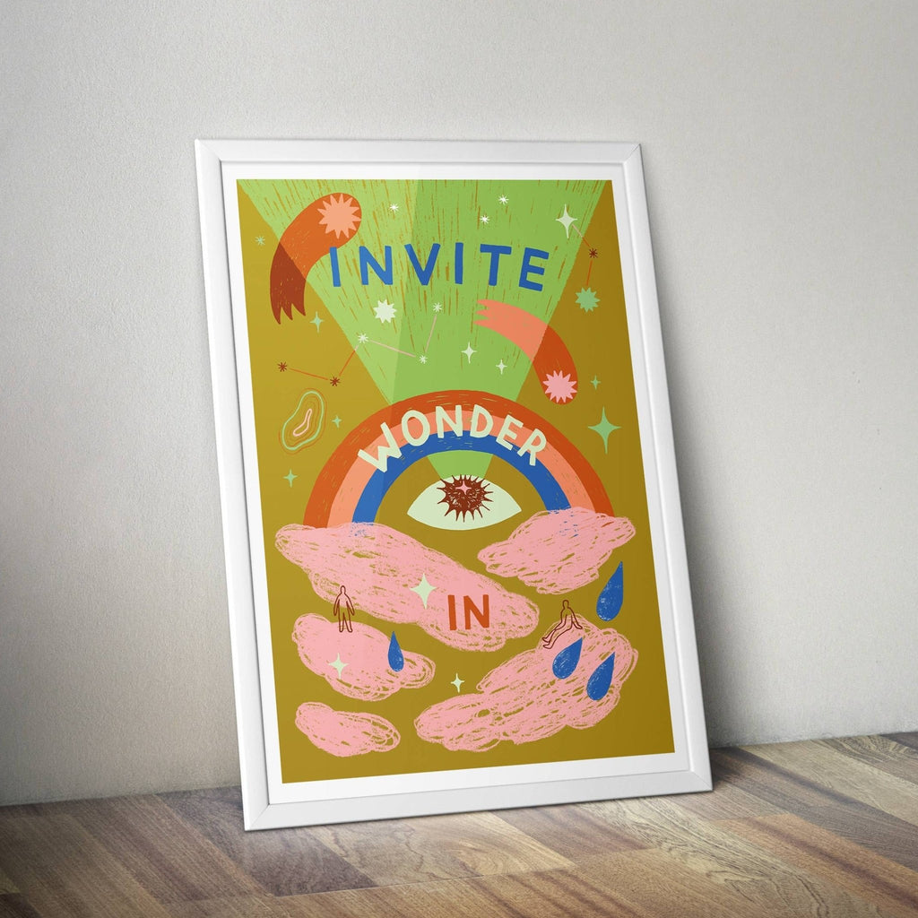 Invite Wonder In Art Print, Mindful Positive Dreamy Wall Art - Sprouts of Bristol