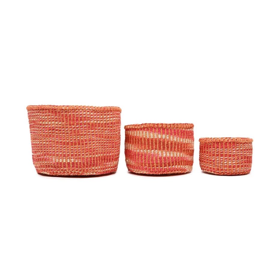 Katika - Red, Orange & Pink Tie-Dye Woven Basket - Sprouts of Bristol