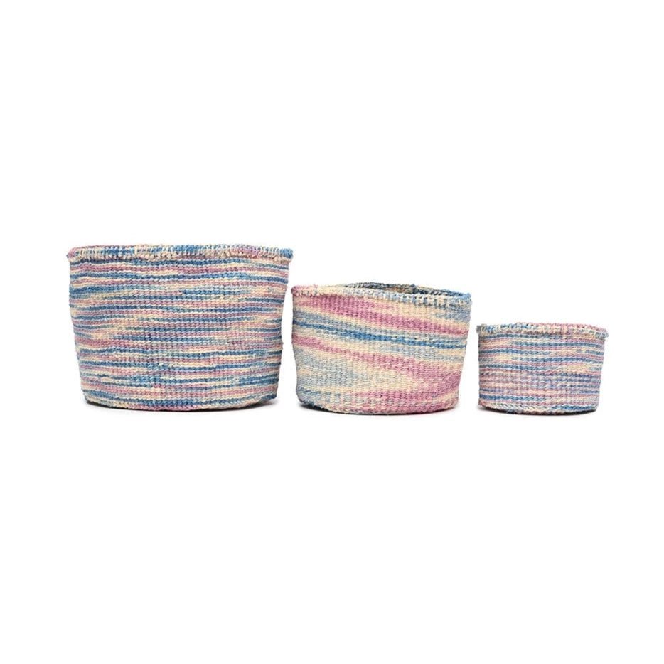Kwenye - Blue & Pink Tie-Dye Woven Storage Basket - Sprouts of Bristol