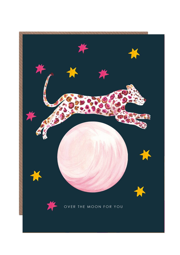 Leopard Over The Moon Greetings Card - Sprouts of Bristol