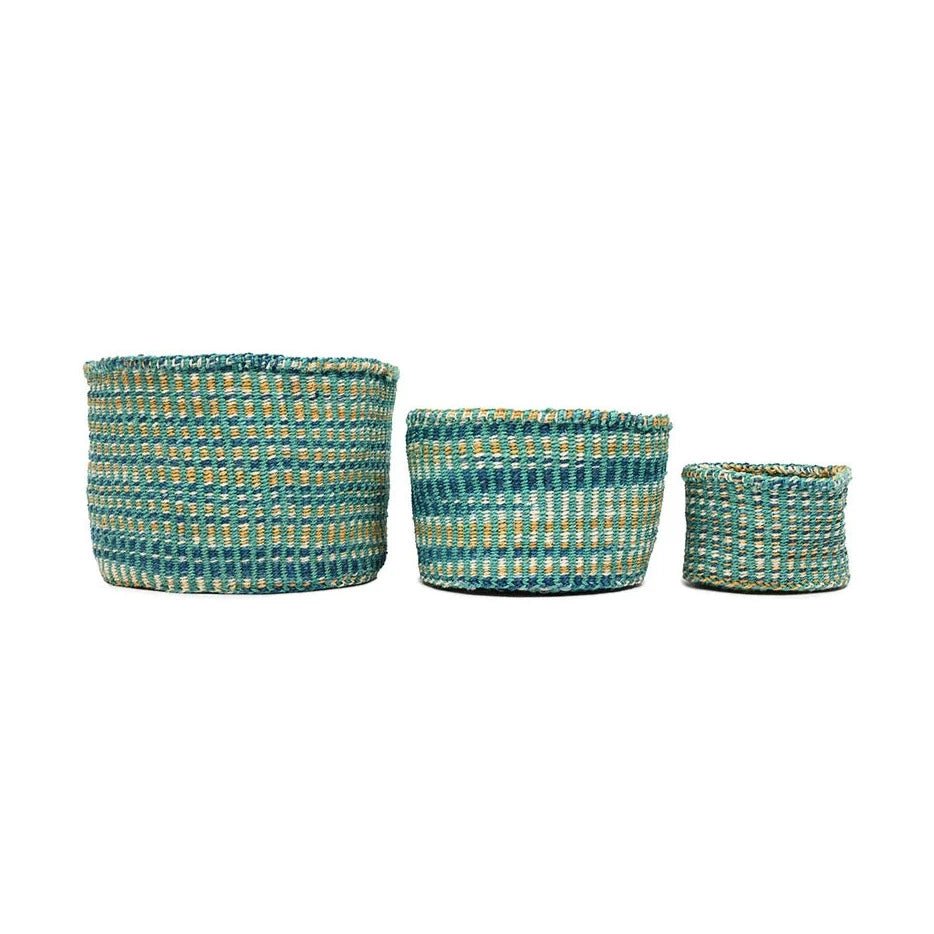 Leta - Turquoise & Gold Tie-Dye Woven Basket - Sprouts of Bristol