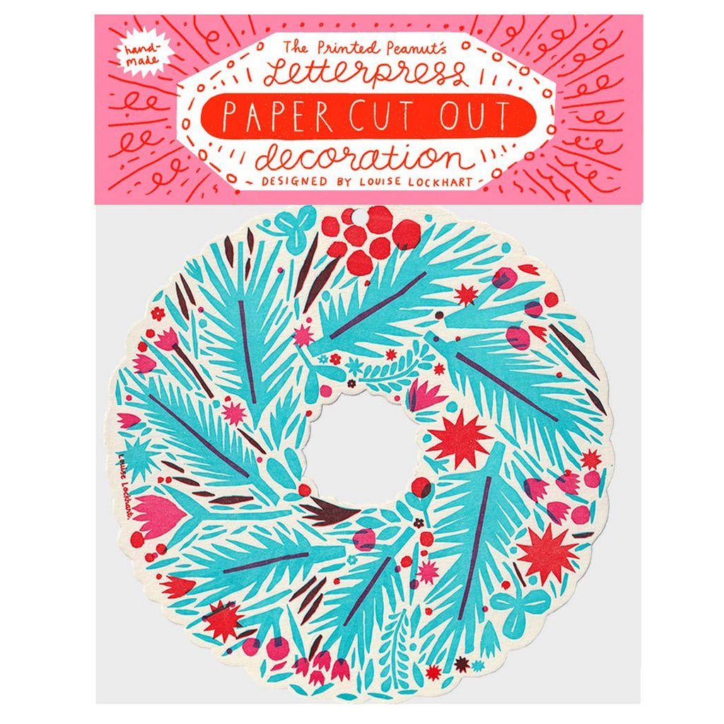 Letterpressed Winter Wreath Hanging Card Decoration - Sprouts of Bristol