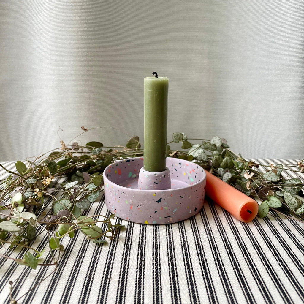 Lilac Terrazzo Jesmonite Candle Basin Holder - Sprouts of Bristol