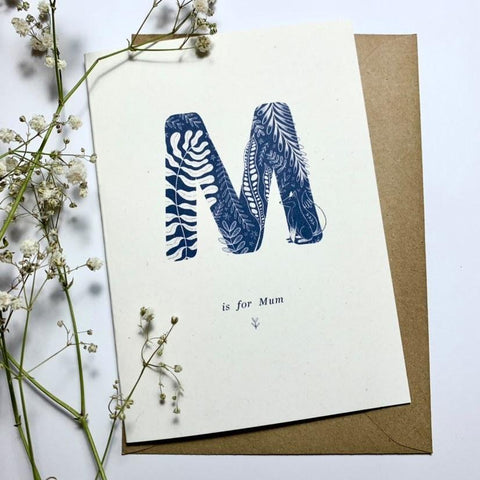 'M is for Mum' Greeting Card by Kara Does Colouring - Sprouts of Bristol