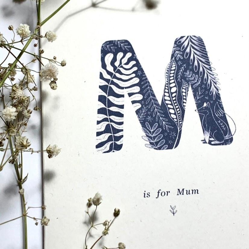 'M is for Mum' Greeting Card by Kara Does Colouring - Sprouts of Bristol