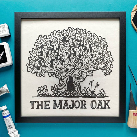 Major Oak Original Lino Cut Print - Sprouts of Bristol
