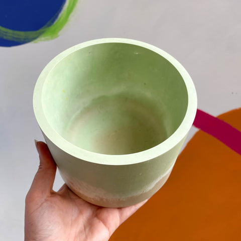Mint Green and Putty Jesmonite Pot - Sprouts of Bristol