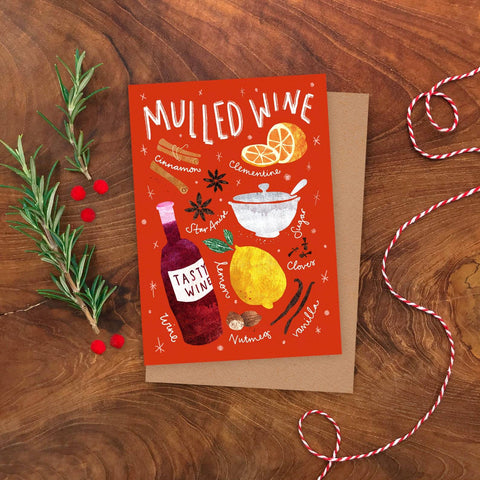Mulled Wine Christmas Card by Emily Nash - Sprouts of Bristol