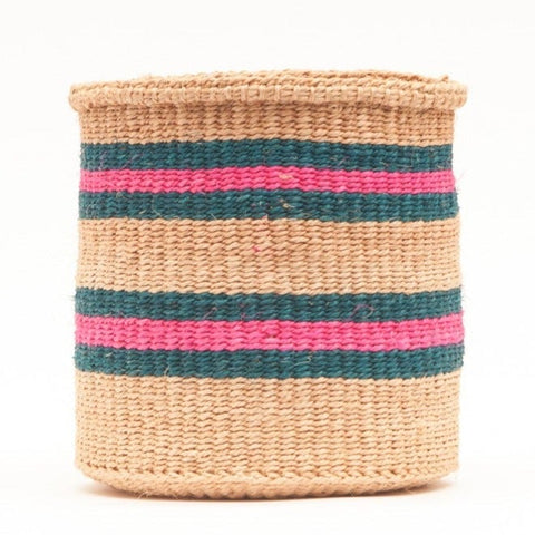 Ndoto - Turquoise, Pink and Sand Woven Basket - Sprouts of Bristol