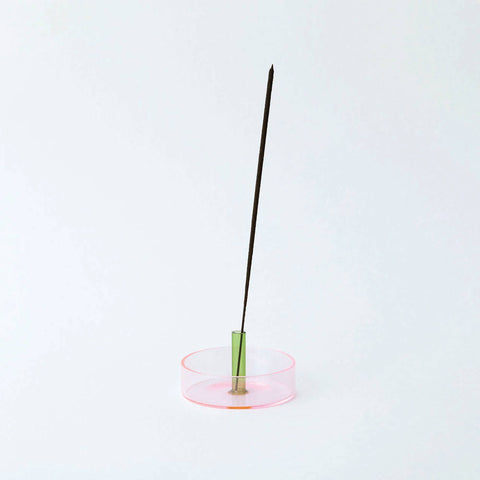 Pink and Green Duo Tone Glass Incense Holder - Sprouts of Bristol