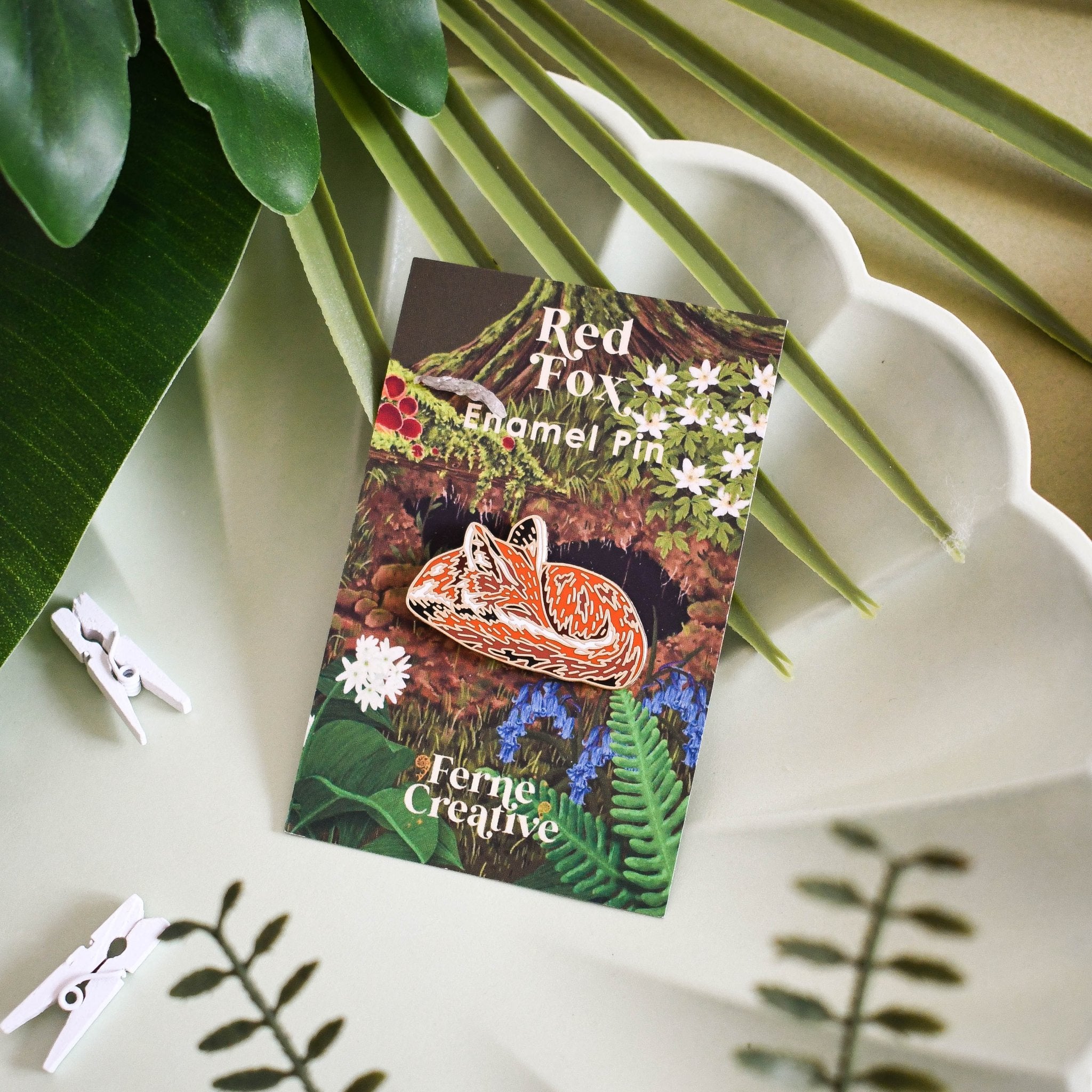 Red Fox Enamel Pin – Designed by Ferne Creative – Sprouts of Bristol