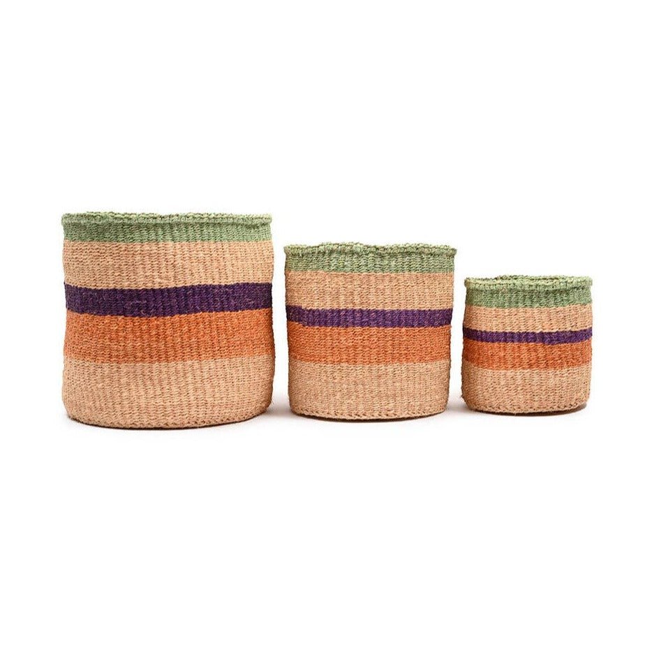 Reli - Orange, Purple & Green Stripe Woven Basket - Sprouts of Bristol