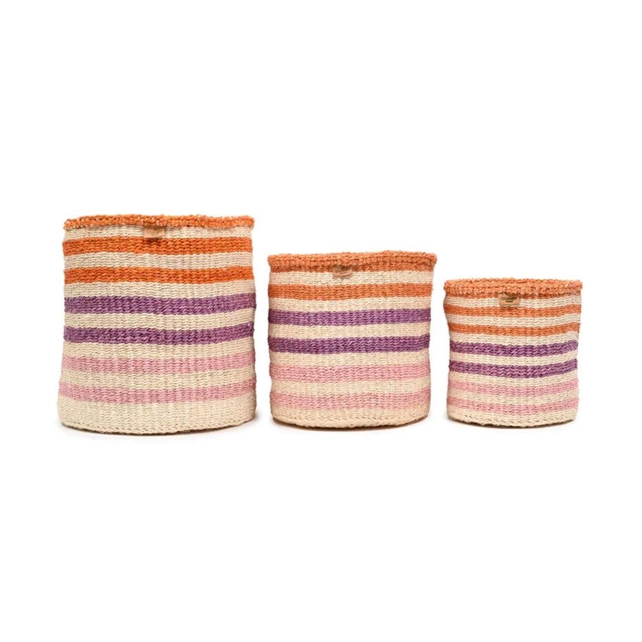 Safiri - Orange, Pink & Purple Stripe Woven Basket - Sprouts of Bristol