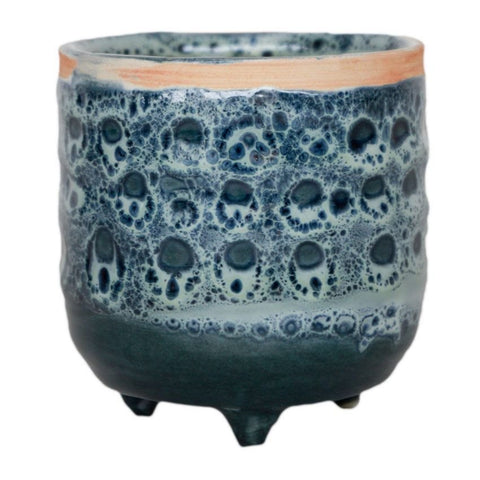 Sapphire Reactive Glaze Planter with Feet - Sprouts of Bristol
