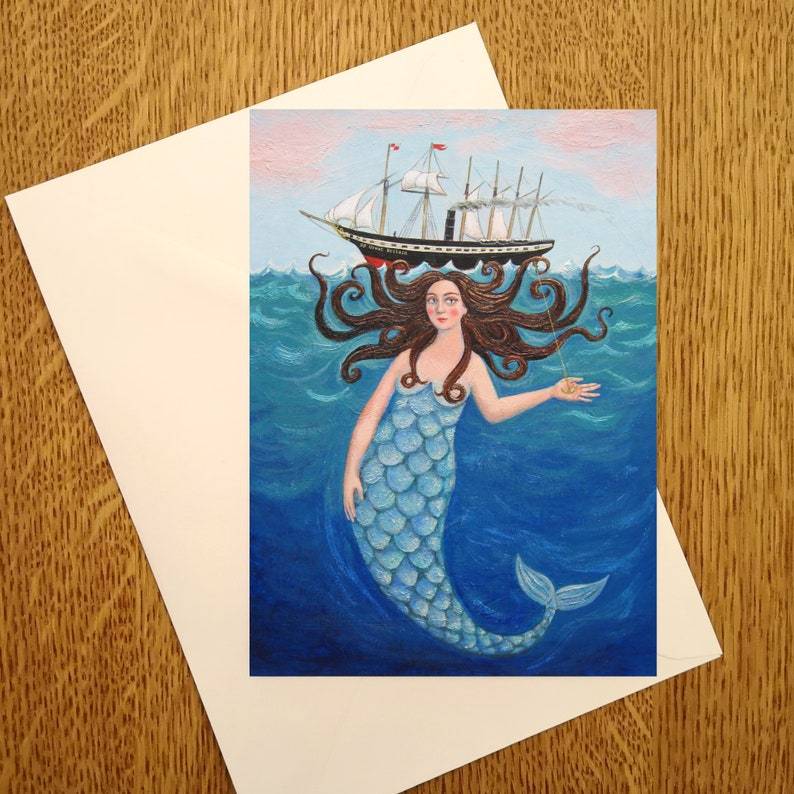 SS Great Mermaid Greeting Card by Laura Robertson - Sprouts of Bristol