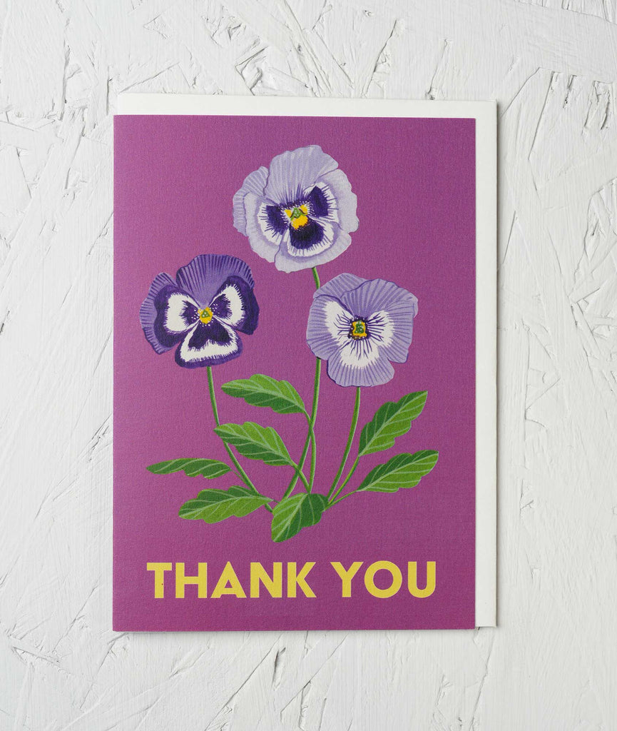 Thank You Pansy Greetings Card - Sprouts of Bristol