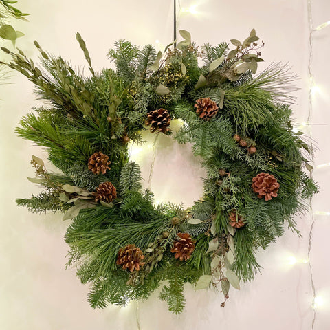 The 'Eggnog' Fresh Foliage Christmas Wreath - Sprouts of Bristol