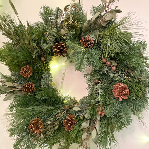 The 'Eggnog' Fresh Foliage Christmas Wreath - Sprouts of Bristol