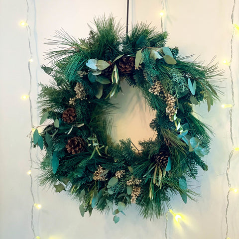 The 'Gin Fizz' Fresh Foliage Christmas Wreath - Sprouts of Bristol