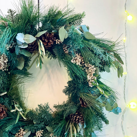 The 'Gin Fizz' Fresh Foliage Christmas Wreath - Sprouts of Bristol