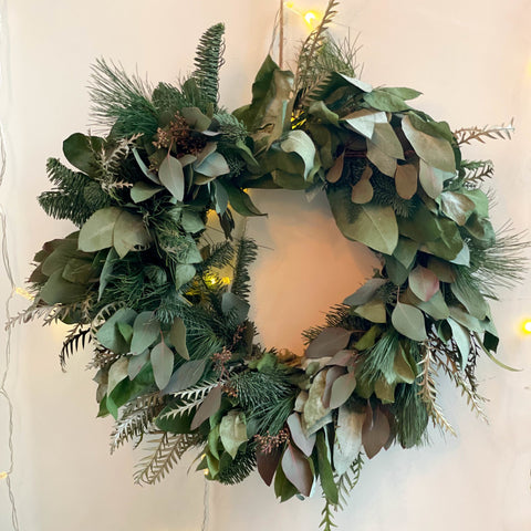 The 'Sidecar' Fresh Foliage Christmas Wreath - Sprouts of Bristol