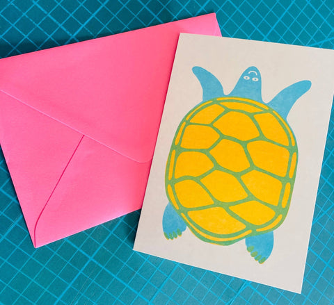 Turtle Riso Greetings Card - Sprouts of Bristol