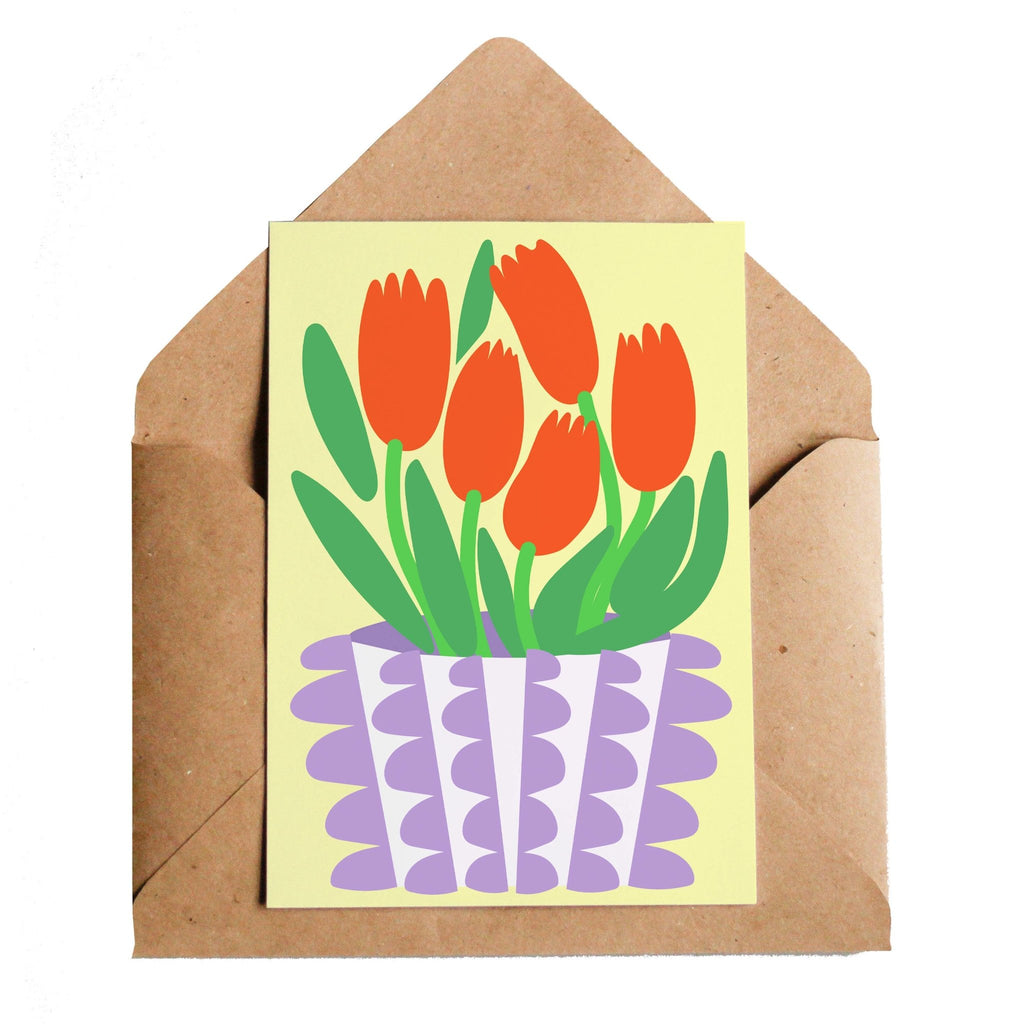 Vase of Tulips Greetings Card - Sprouts of Bristol