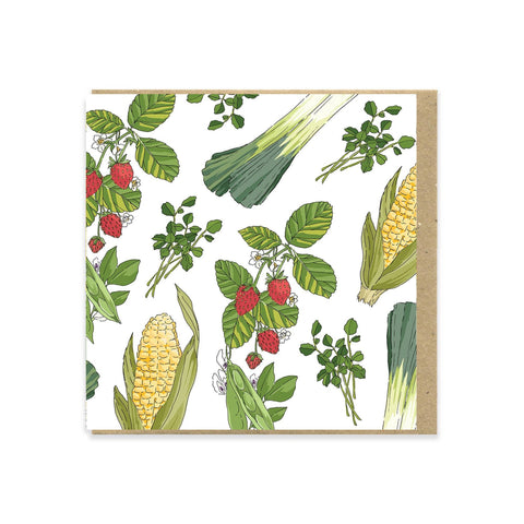 Vegetable Party Greeting Card by Hannah Grace OC Illustration - Sprouts of Bristol