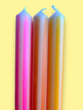 YELLOW PINSTRIPES Dip Dye Dinner Candles Trio - Sprouts of Bristol